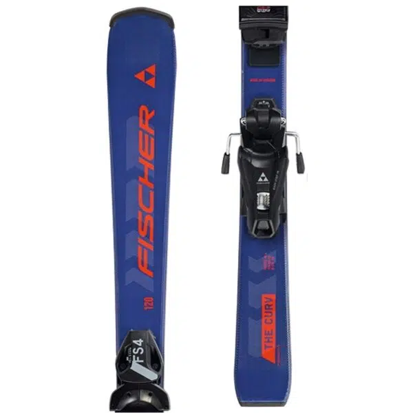 Fischer THE CURV JR JRS + FJ4/7 CA JRS GW Detské zjazdové lyže, tmavo modrá, veľkosť