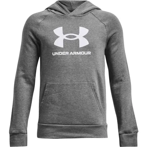 Under Armour RIVAL FLEECE BL HOODIE Chlapčenská mikina, tmavo sivá, veľkosť M