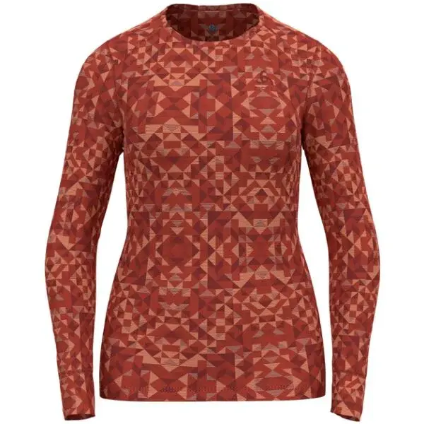 Odlo W BL TOP ACTIVEWARM ECO GRAPHIC Dámske funkčné tričko, červená, veľkosť