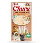Inaba Cat Ciao Churu krémové krmivo pre mačky - kuracie, losos 4 x 14 g