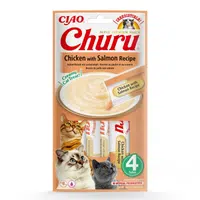 Inaba Cat Ciao Churu krémové krmivo pre mačky - kuracie, losos 4 x 14 g