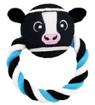 GimDog Country Ring obruč žvýkacího lana s míčem ve tvaru zvířete Kráva