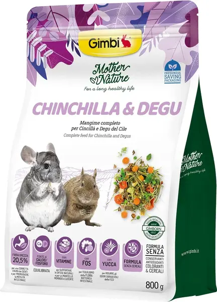 Gimbi Mother Nature Chinchilla & Degu - krmivo pro činčily a osmáky 800 g