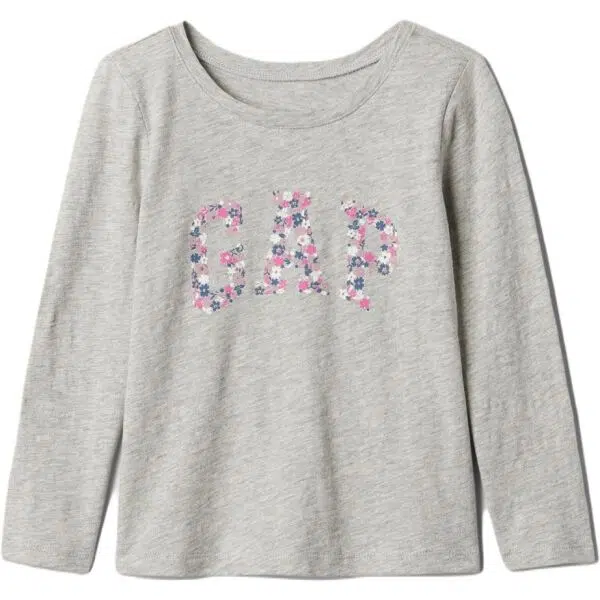 GAP V-FRCH LOGO Dívčí tričko s dlouhým rukávem, šedá, velikost