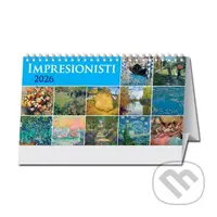 Stolový kalendár Impresionisti 2026 (riadkový, dvojtýždenný, slovenské menné kalendárium)