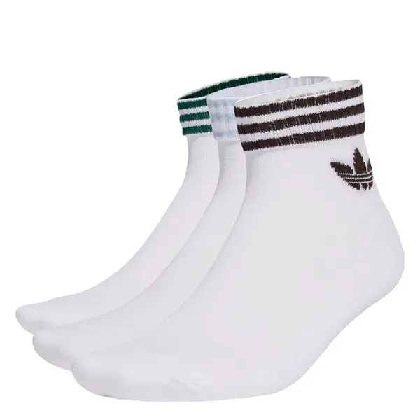 ADIDAS ORIGINALS Ponožky '3-Stripes Ankle 3 Pairs'  pastelovo modrá / tmavohnedá / tmavozelená / biela