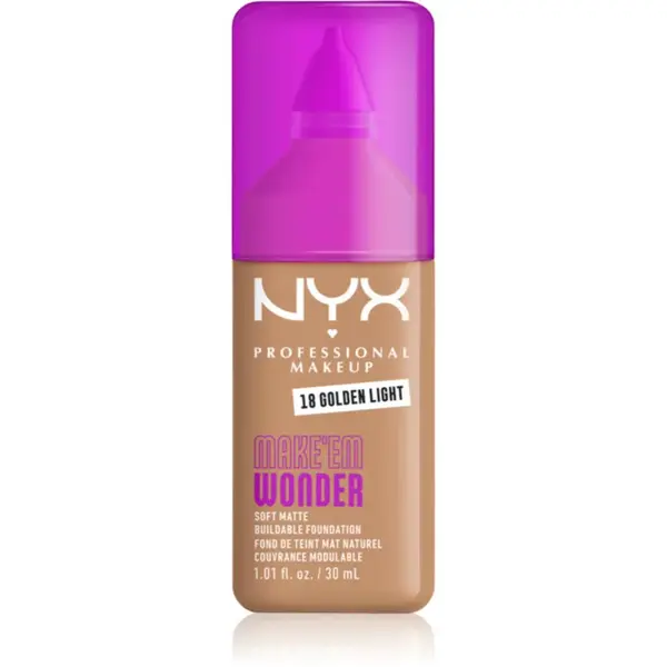 NYX Professional Makeup Make ‘Em Wonder ľahký zmatňujúci make-up odtieň 18 Golden Light 30 ml