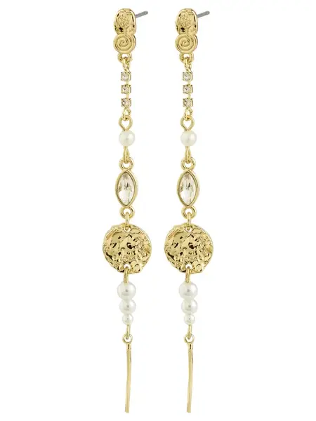 Pilgrim Náušnice 'Fire'  zlatá / perlovo biela