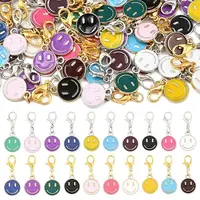60Pcs Smiling Face Alloy Enamel Pendant Decorations