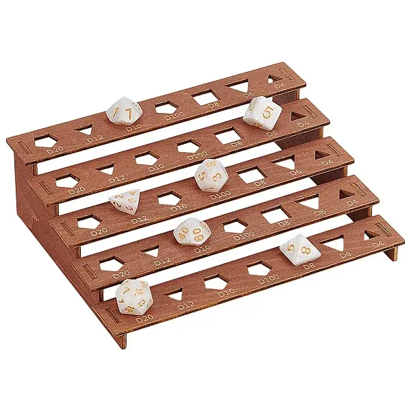 1 Bag 5-Tier Wooden Dice Organizer Display Riser Racks