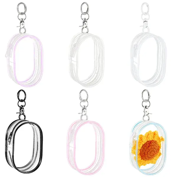 6Pcs 6 Colors Portable Travel Transparent Plastic Zipper Bags with Alloy Clasps