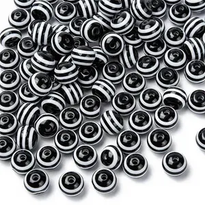Round Striped Resin Beads