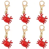 6Pcs Crab Alloy Enamel Pendant Decorations