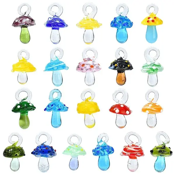 21Pcs 21 Colors Handmade Lampwork Pendants
