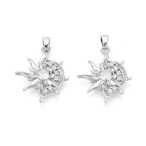 Brass Micro Pave Clear Cubic Zirconia Pendants