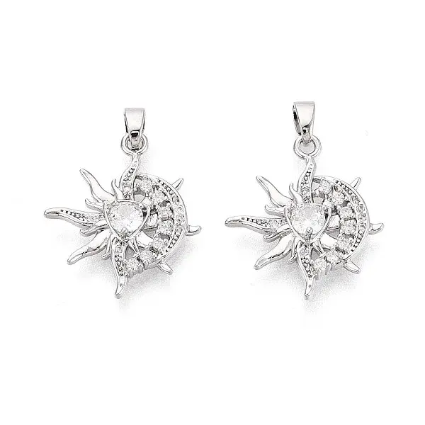 Brass Micro Pave Clear Cubic Zirconia Pendants