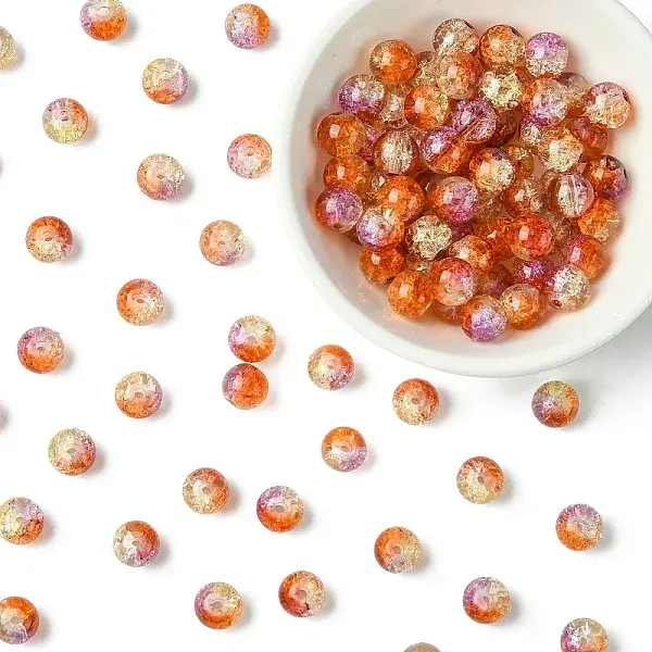 100Pcs Crackle Glass Beads