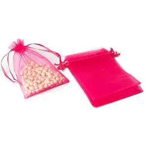 100Pcs Rectangle Organza DIY Craft Drawstring Bags