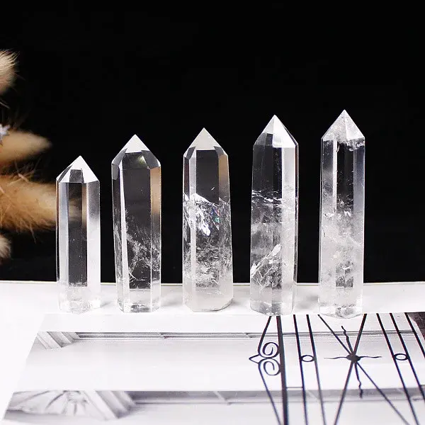 Natural Quartz Crystal Hexagonal Prism Display Decorations