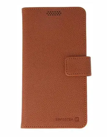 Flipové pouzdro SWISSTEN LIBRO UNI BOOK II L, hnědá koženka (150 x 71 mm)