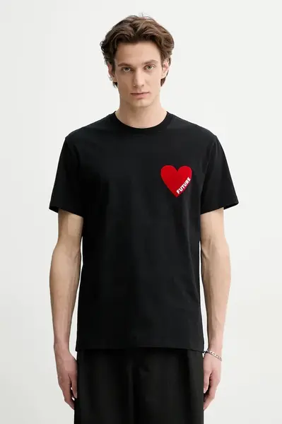 Bavlněné tričko FROM FUTURE černá barva, s aplikací, MTS00830