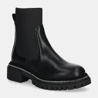 Kožené kotníkové boty Steve Madden Offline dámské, černá barva, na platformě, SM11003485