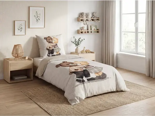 Dětské bavlněné povlečení TEDDY HENRY béžové Rozměr povlečení: 80 x 80 cm | 135 x 200 cm