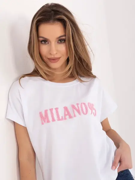 Bílo-růžové dámské tričko s nápisem