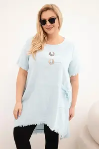 Kesi Włoski bavlněné plus size šaty s delší zády a kapsou