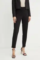 Kalhoty BOSS dámské, černá barva, jednoduché, high waist, 50490056