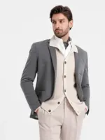 Ombre Elegant fitted men's structured knit blazer- graphite