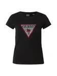 GUESS Tričko  merlotová / čierna / strieborná