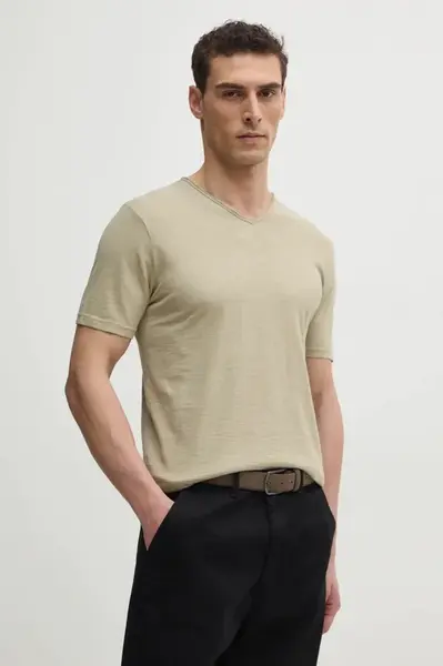 Bavlněné tričko United Colors of Benetton zelená barva, 3JE1J4264