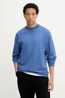 Bavlněné tričko s dlouhým rukávem HUGO Daposo modrá barva, 50511029