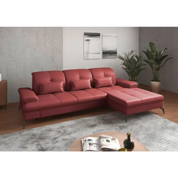 Sit & More ROHOVÁ SEDAČKA, textil, kůže, červená