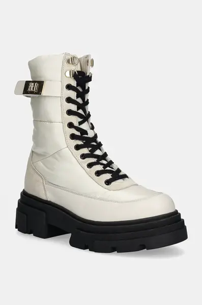 Nízké kozačky Tommy Hilfiger BIKER LEATHER MIX LACE-UP