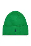 Vlněná čepice Polo Ralph Lauren zelená barva, 455954355