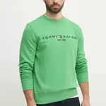 Mikina Tommy Hilfiger pánská, zelená barva, s aplikací