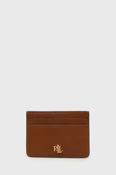 Kožené pouzdro na karty Lauren Ralph Lauren hnědá barva, 432876732002