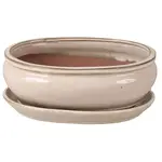 Kvetináč sklenená bonsai s podstavcom O59-10S WHZY krémová 25,5x20,8