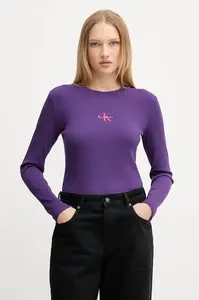 Calvin Klein Jeans tričko s dlhým rukávom dámske bavlnené s elastanom