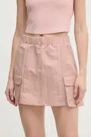 Sukně Guess SYLVIE růžová barva, mini, áčková, V5RD07 WGYB0