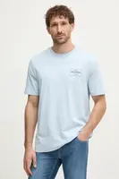 Bavlněné tričko Tommy Hilfiger modrá barva, s potiskem, MW0MW37454