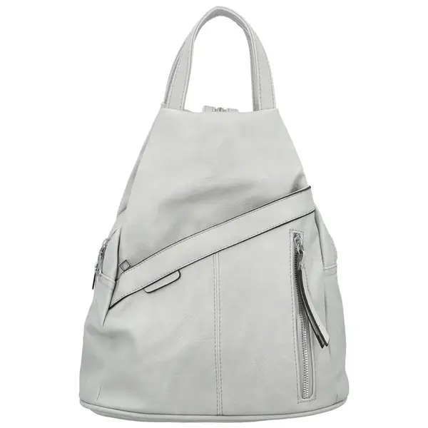 Trendy dámský koženkový batoh Beata, světle šedý