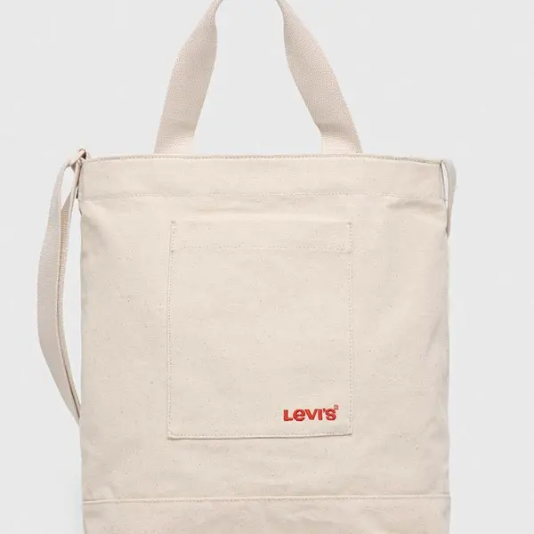 Bavlněná taška Levi's béžová barva