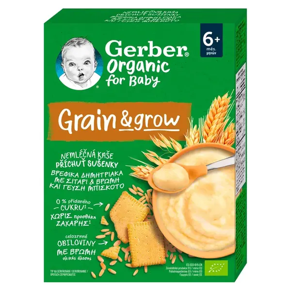 Gerber Organic Nemléčná kaše s příchutí sušenky 200 g