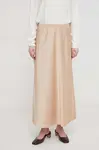 Sukně Dkny béžová barva, maxi, áčková, P4ANTV04