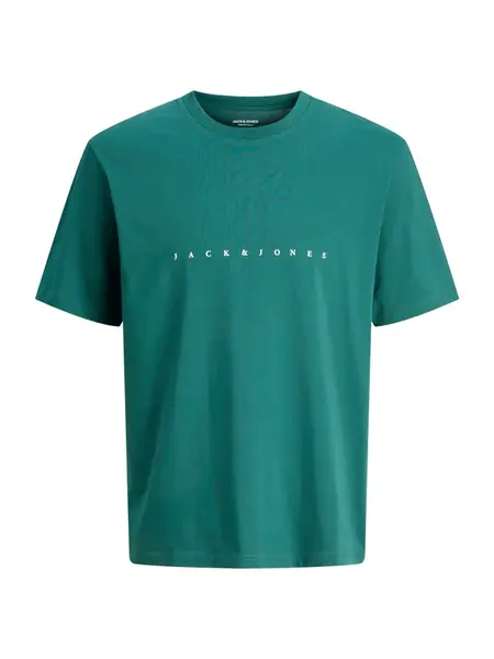 JACK & JONES Tričko 'JJEStar'  smaragdová / biela
