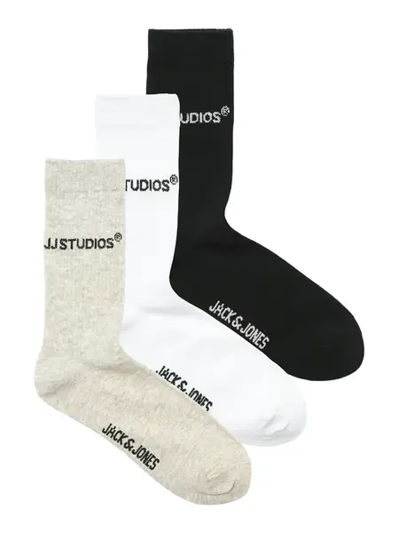 JACK & JONES Ponožky 'JACSOHO'  svetlosivá / čierna / biela