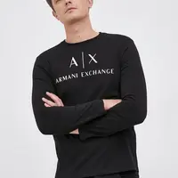 Tričko s dlouhým rukávem Armani Exchange pánské, černá barva, s potiskem, 8NZTCH Z8H4Z NOS